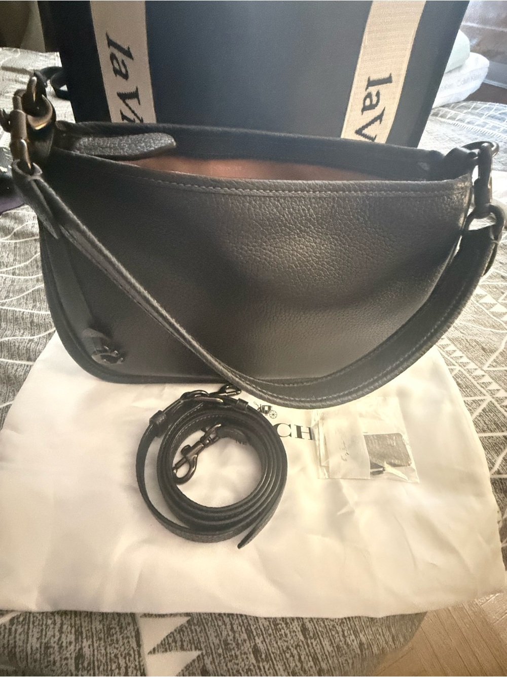 Coach Cary Crossbody Leather Shoulder Bag in Black gun metal
